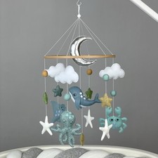 Ocean crib mobile Under the sea Nautical nursery Felt sea animals mobile hanging