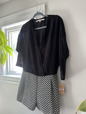 Rachel By Rachel Roy Shorts jumpsuit With Tweed Bottom, Size S, Black And White
