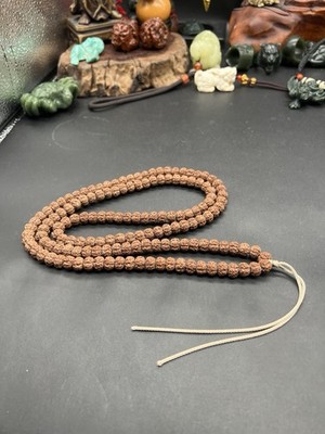 108 Beads Super Quality Rudraksha Necklace 5 Faces 9x6mm 平细小金刚菩提108脖挂～一物一图