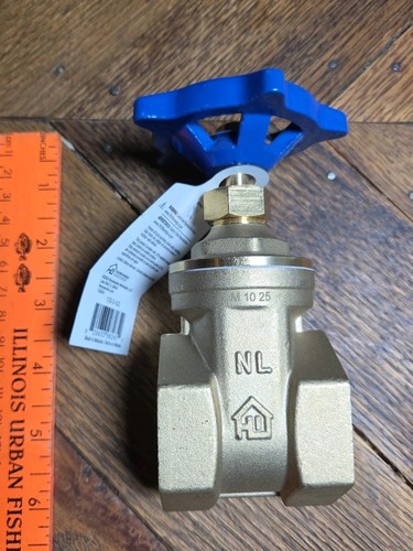 Brass Gate Valve 1-1/2" 1.5 Inch 1 1/2" FIP NL NO LEAD 200 WOG