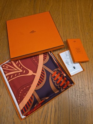 Hermès Paris Schal Seide mit Box & Karten Geometrie Cretoise Top Zustand 