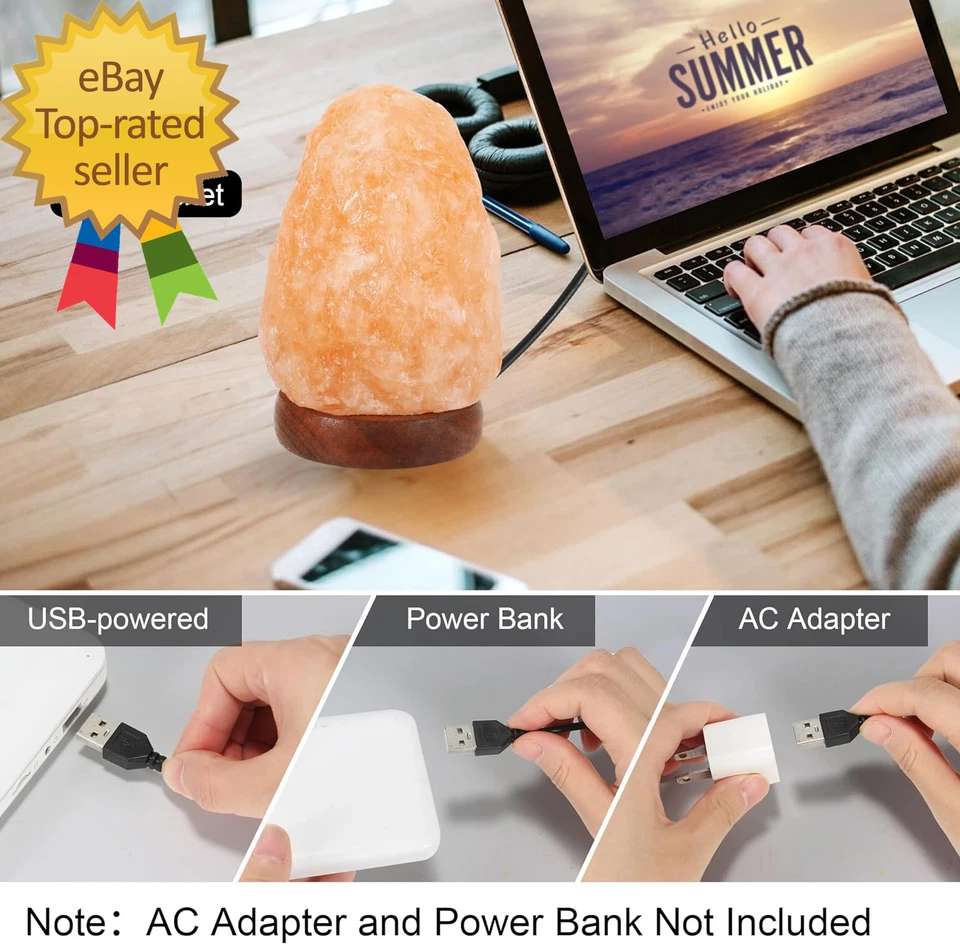 天然盐岩夜灯带7色更换迷你小号水晶盐灯 — 第 4/4 张图片