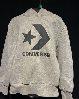 Converse Hoodie Size Small 8-10y Youth Gray Pullover Hooded Sweatshirt Kids Boys
