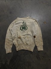 Vintage 60s 4-H Club Sweatshirt Chopped Flock Print True Vintage