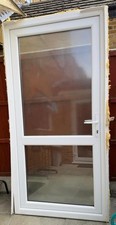 UPVC BACK DOOR EXTERNAL WHITE EXTERIOR PVC PLASTIC DOUBLE GLAZED HALF PANEL