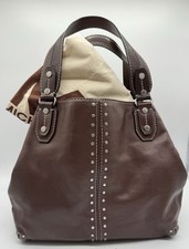 Michael Kors Astor Brown Leather Studded Large Tote Shoulder Bag