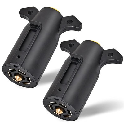 MECMO (2-Pack) RV 7 Pin Trailer Plug Splice-in Replacement Trailer Side Male End