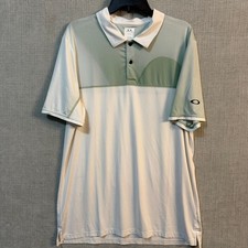 Oakley Hydrolix Mens Large Green and White Performance Polo Golf, Tennis, Sport