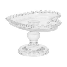 Heart Footed Glass Cake Stand Reusable Clear Fruit Snack Display Plate