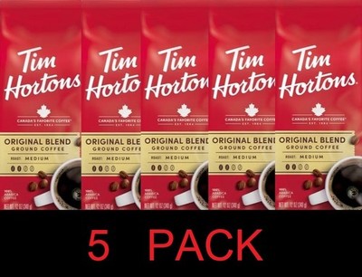 Tim Hortons Original Blend Medium Roast Ground Coffee 12 oz Bag - 5 PACK