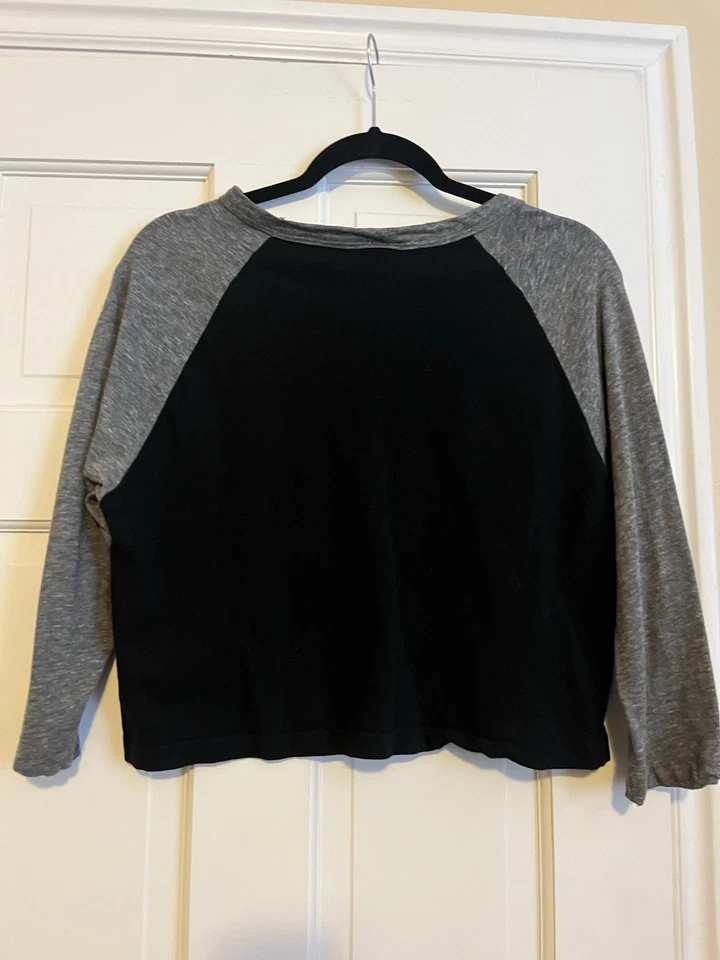 Rare Run DMC Shirt Women’s Crop Top 3/4 Sleeve Black & Gray Officially Licensed - Image 2 of 3