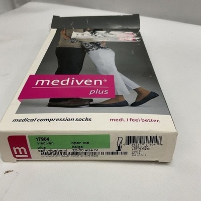 NIB Mediven Plus Compression CALF High Stockings Top Band IV 20-30 Beige 17904