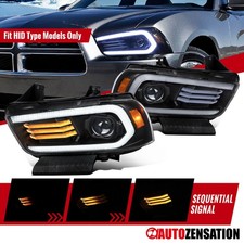 Fit 2011-2014 Dodge Charger Black Hid Projector Headlights Led Sequential Signal