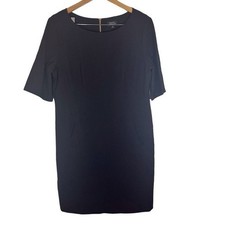 Tahari Womens Short Sleeve Black Knee Length Dress Size 16 Pockets Wedding