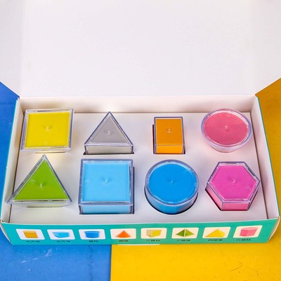 8x Transparent Geometric Shapes Math Learning Material 3D and 2D Concepts