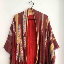 vintage silk red embroidered kimono robe