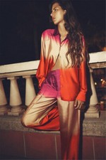 Women Personalized Fashion Trendy Printed Shirt Straight Pants Set Two Piece Set