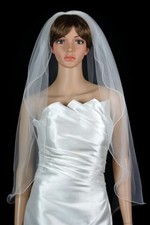 Bridal Wedding Veil White 1 Tier Fingertip Length Nylon Filament Pencil Edge
