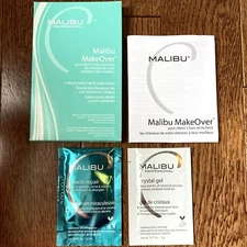 Malibu Makeover Crystal Gel Miracle Repair Packets Make Over Hair Cap Box Kit 