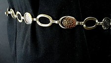 Womens Silver Tone Hammered Metal Oval Chain Link Belt 19bb4-55