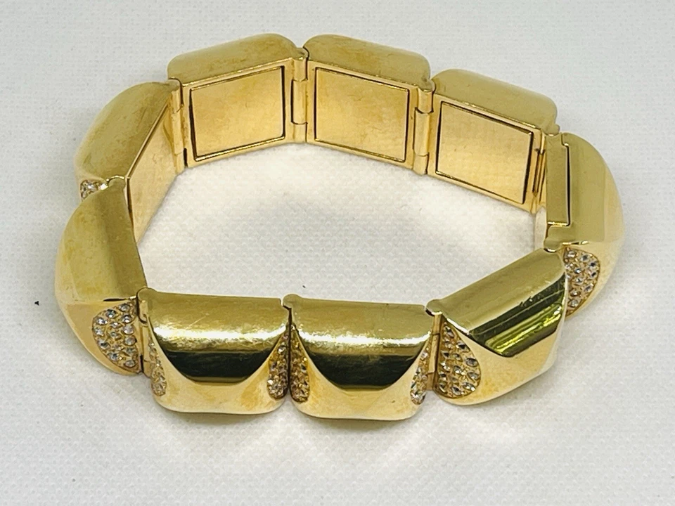 Pulsera CC Skye Golden Nugget Pave chapada en oro de 18 quilates cristales de Swarovski se adapta a 7" Foto 4 de 4