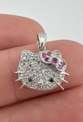 Kimora Lee Simmons HELLO KITTY 18k White Gold & Pave Diamond Pendant