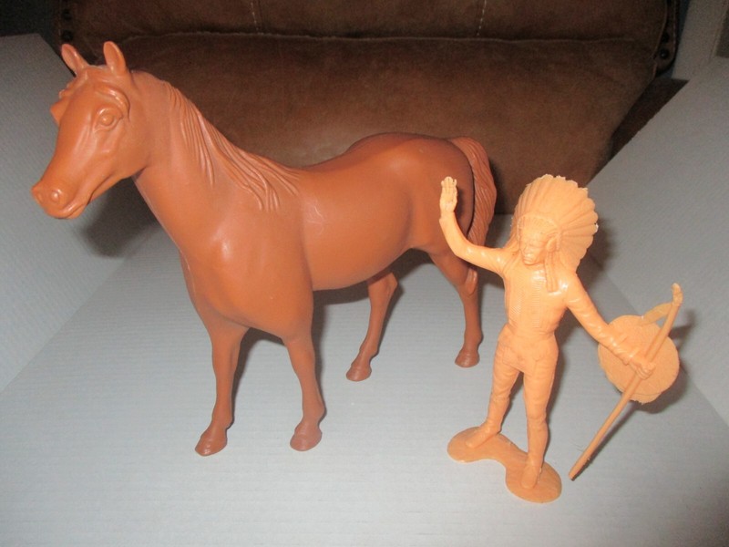 Vintage Brown Large Plastic Horse Unmarked Approx. 8.75 inches Tall and Indian