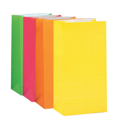 10 Stück Neon verschiedene Papier Partytüten - Party Beutetüten Geschenk