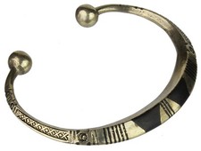 Tuareg Double Inlay Etched Metal Bracelet, heavier