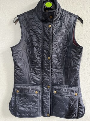 Barbour Women's Navy Blue Wray Gilet Purple Fleece Lining Size