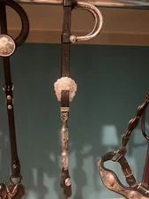 BLUE RIBBON Sterling Silver Headstall / Bridle - Silver Hex Ferrules Big Buckles