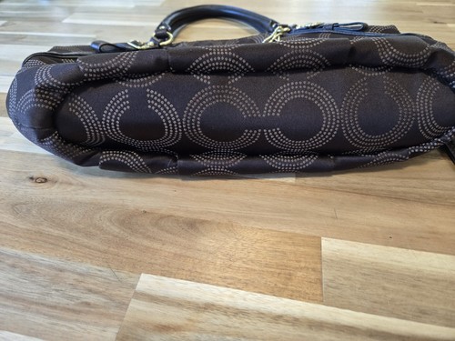 Brown Coach Madison Dotted Op Art Sophia Satchel Shoulder Bag - Picture 12 of 15