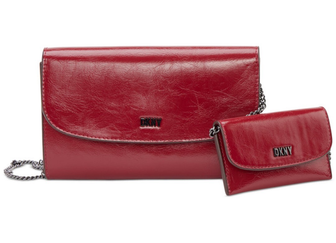 Dkny Lumen Wallet w/Chain-Scarlet