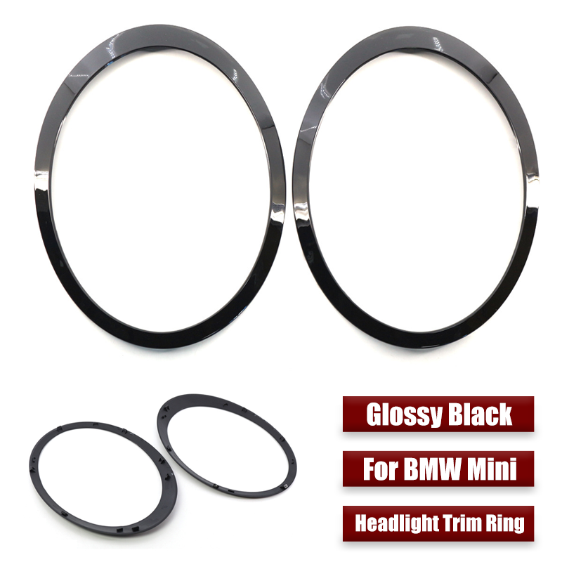 Pair ABS Car Headlight Trim Ring Bezel For BMW Mini Cooper R55 R56 R57