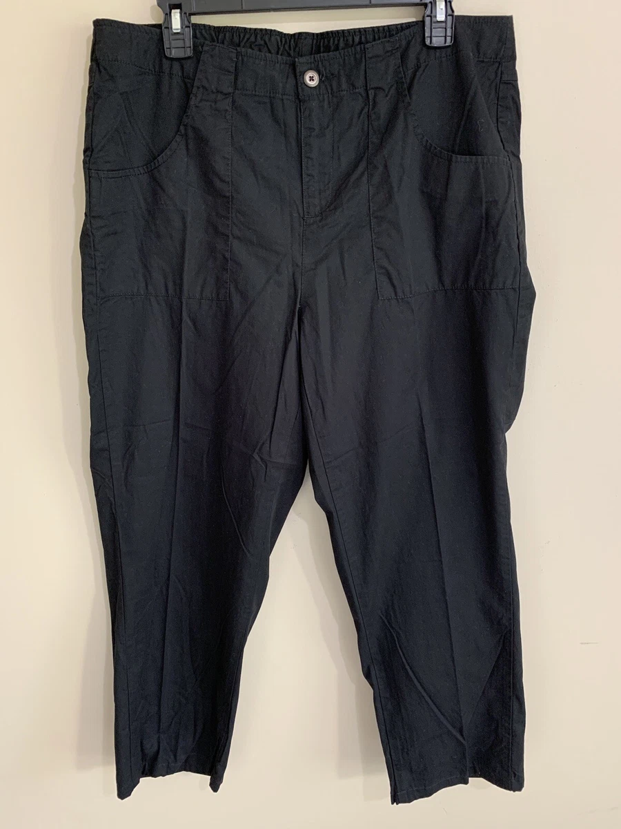 NWOT Basic Editions L Large Womens Pants Black Pockets Straight