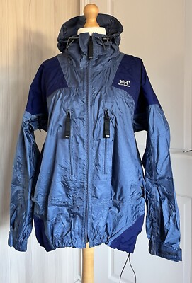 Helly Hansen Helly Tech wasserdichte Jacke Gr. M blau Kapuze getapte Nähte Taschen