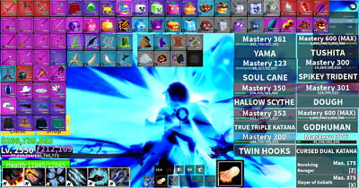 Blox Fruit LV2550 Shark V4 FG Dough Godhuman CDK TTK Scythe Soul Guitar 266M Bel