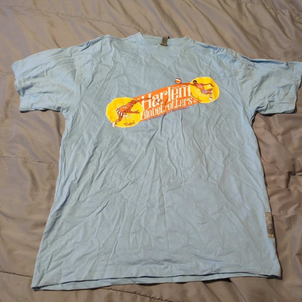 FUBU Harlem Globetrotters T Shirt Platinum Size XL Curly