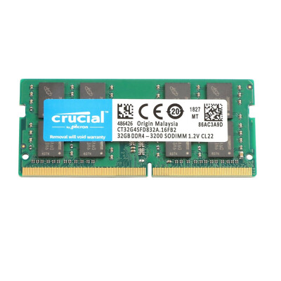 Crucial 64GB Kit (2x 32GB) DDR4 3200Mhz SODIMM 260Pin Memory
