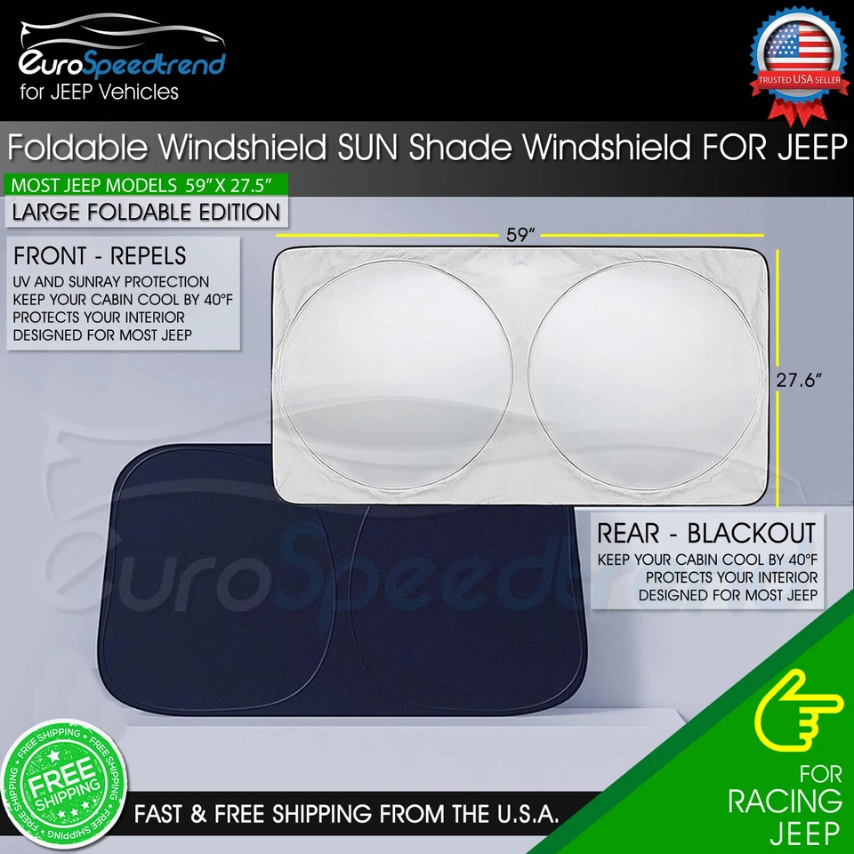 Parasol Para Jeep Parabrisas Delantero Visera Cubierta Plegable UV Renegade Patriot Foto 3 de 3