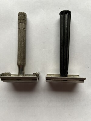 Lot of 2 VTG Gillette Safety  Razors USA Twist Open Metal