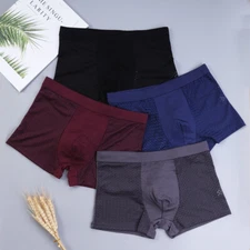 Men's Summer Ice Silk Mesh Boxer Briefs Soft Comfort Underwear Shorts Breath