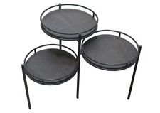 23 Black Solid Wood And Iron Round End Table