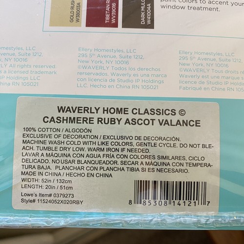 NEW Set of 3 Waverly Home Classics Cashmere Ruby Ascot Valance 52"x20" - Picture 5 of 5