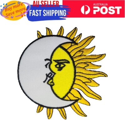Buy Sun Moon God Iron On Patch Sew Celestial Art Solar Full Moon Face Embroidered Emblem Badge Backpack Hat Cap Jacket Jeans Coat T-shirt Online In India - Foto 9