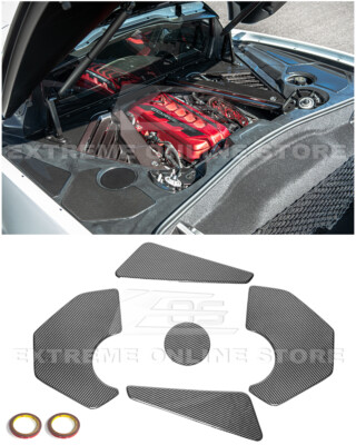 For 20-Up Corvette C8 CARBON FIBER Engine Bay Trim Panel Overlay Accents Cover