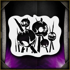 Spiked Skulls 3 - Airbrush Stencil Template Airsick