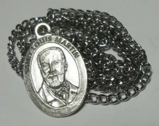 Sts Louis & Zelie Martin Holy Medal on Chain - Parents of St Therese of LIsieux