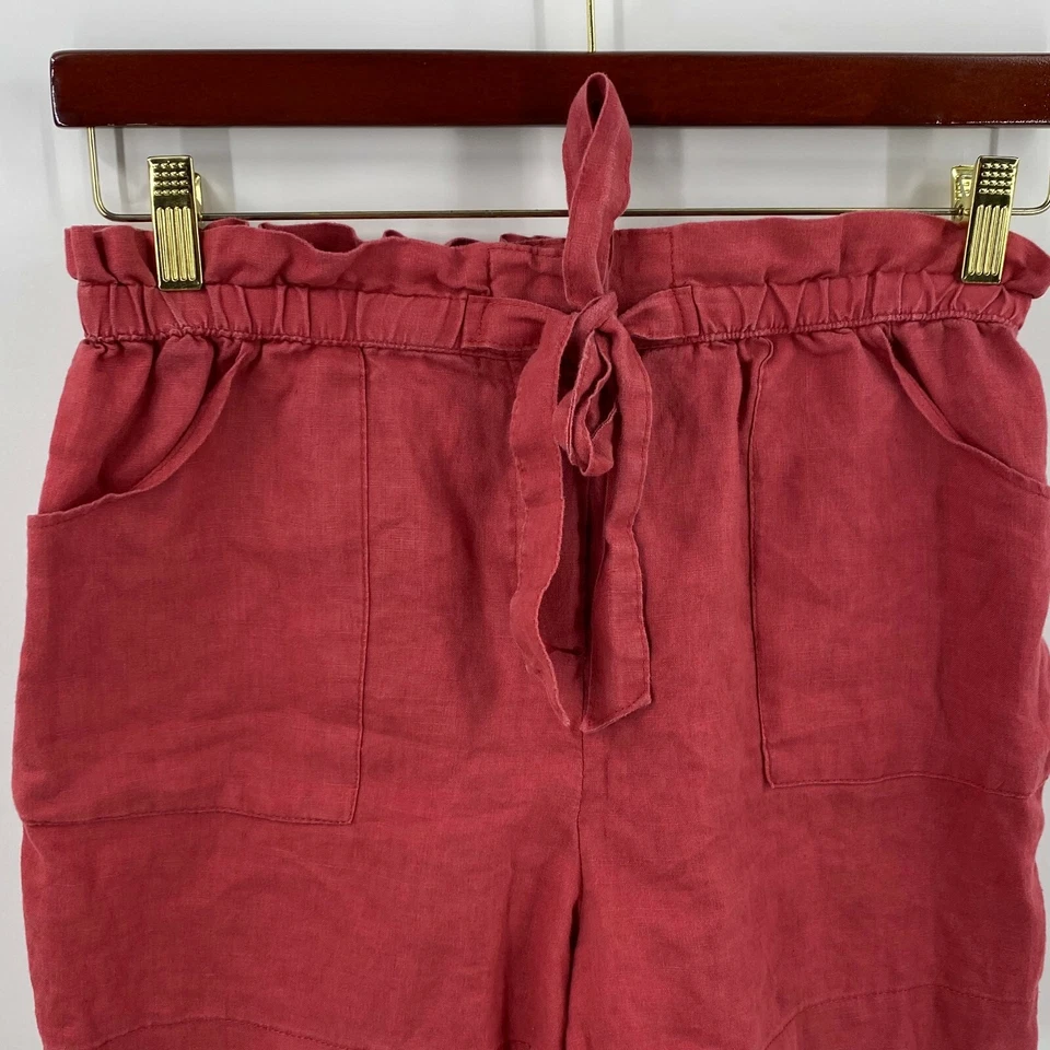 Pantalones Cortos Willi Smith Lino Talla 8 Rojo Fluido Corbata Volantes Cintura Para Mujer Foto 2 de 4