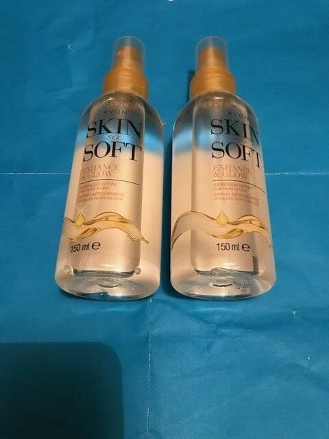 2 X Avon Skin So Soft ENHANCE & GLOW AIRBRUSH Spray FOR MEDIUM SKIN 150 ml